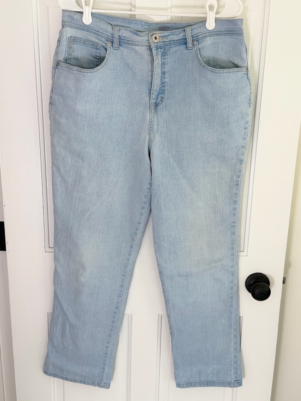 Style & Co Jeans Womens 12 Short Light Wash Tummy Control Tapered Stretch Denim